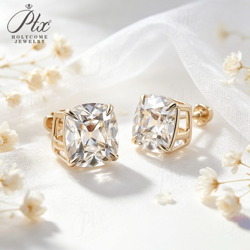1ct Cushion Lab-Grown Diamond Bridal Set — view 3, SKU BS209