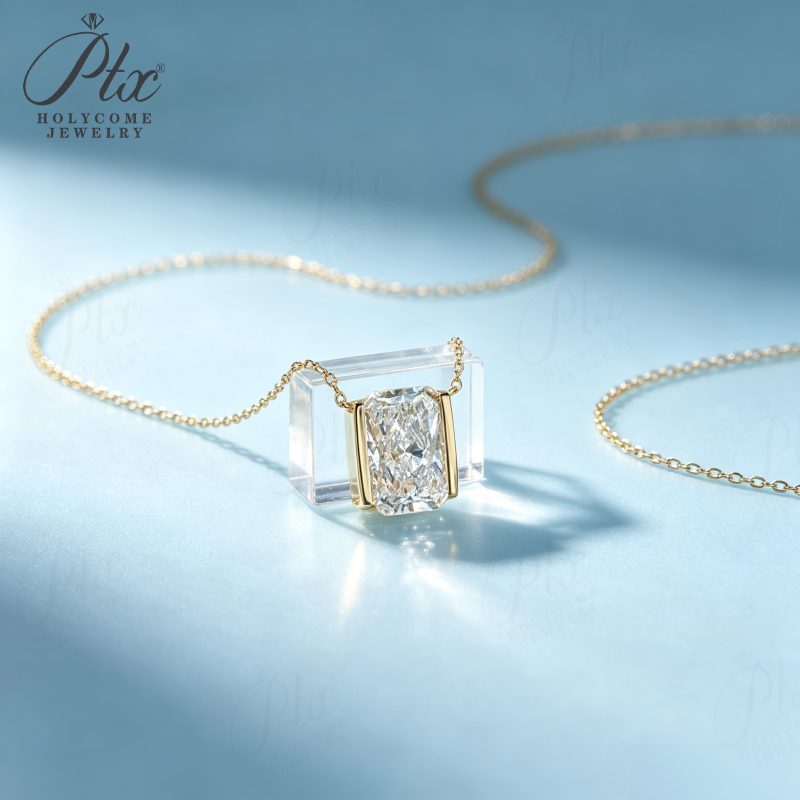 Radiant Lab-Grown Diamond Necklace, IGI Certified — view 4, SKU LGD002