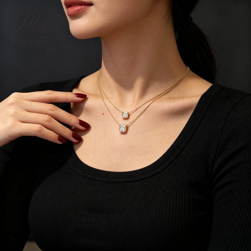 Radiant Lab-Grown Diamond Necklace, IGI Certified — view 6, SKU LGD002