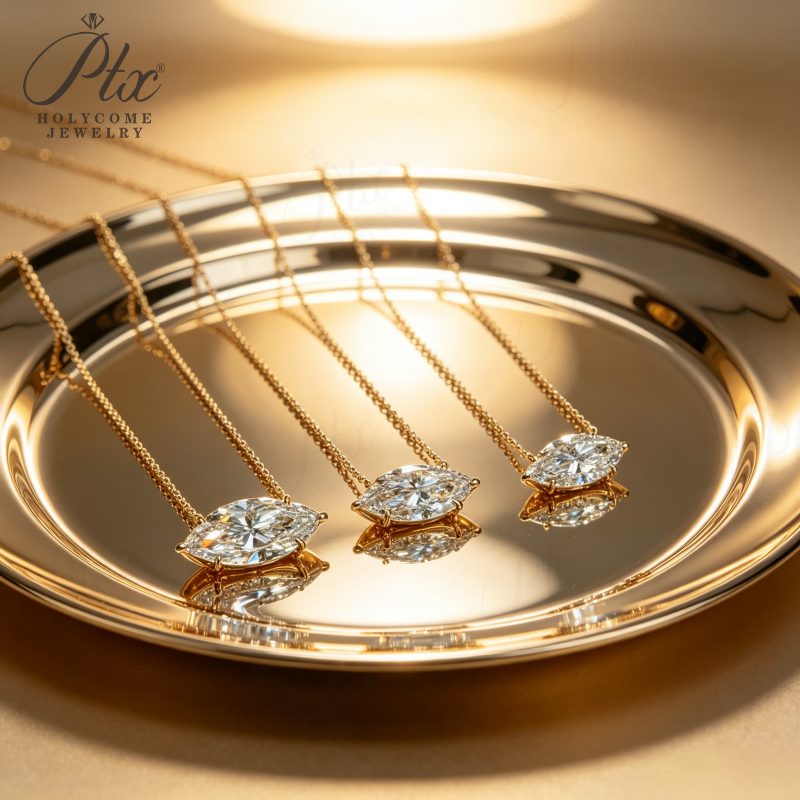 Marquise Lab-Grown Diamond Necklace, IGI Certified — view 6, SKU LGD003