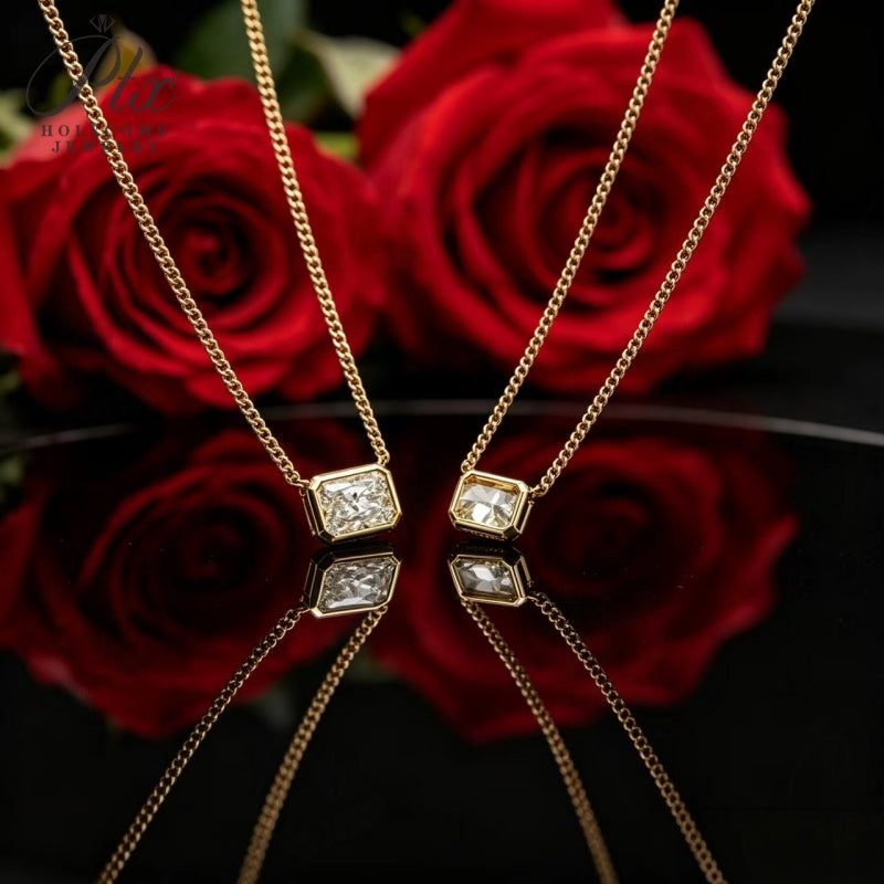 Radiant Lab-Grown Diamond Necklace, IGI Certified — Design 5 — view 3, SKU LGD004