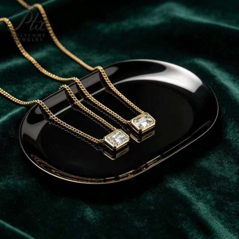 Radiant Lab-Grown Diamond Necklace, IGI Certified — Design 5 — view 4, SKU LGD004