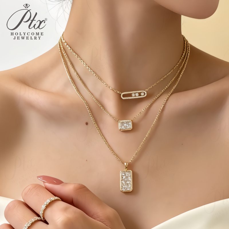 Radiant Lab-Grown Diamond Necklace, IGI Certified — Design 5 — view 5, SKU LGD004
