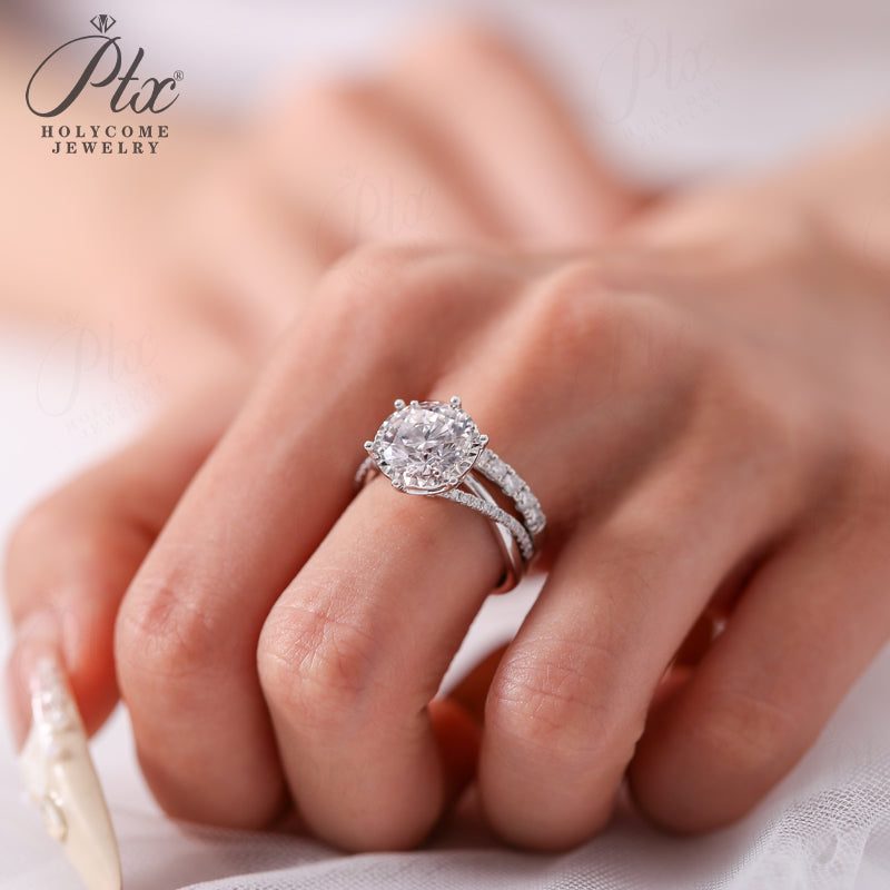 Round Lab-Grown Diamond Ring — Design 38 — view 2, SKU LGD016