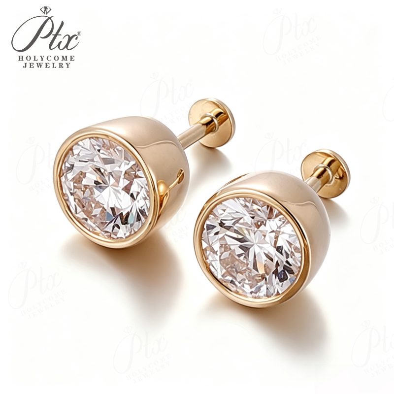 0.5ct Round Lab-Grown Diamond Earrings — view 3, SKU LGD018