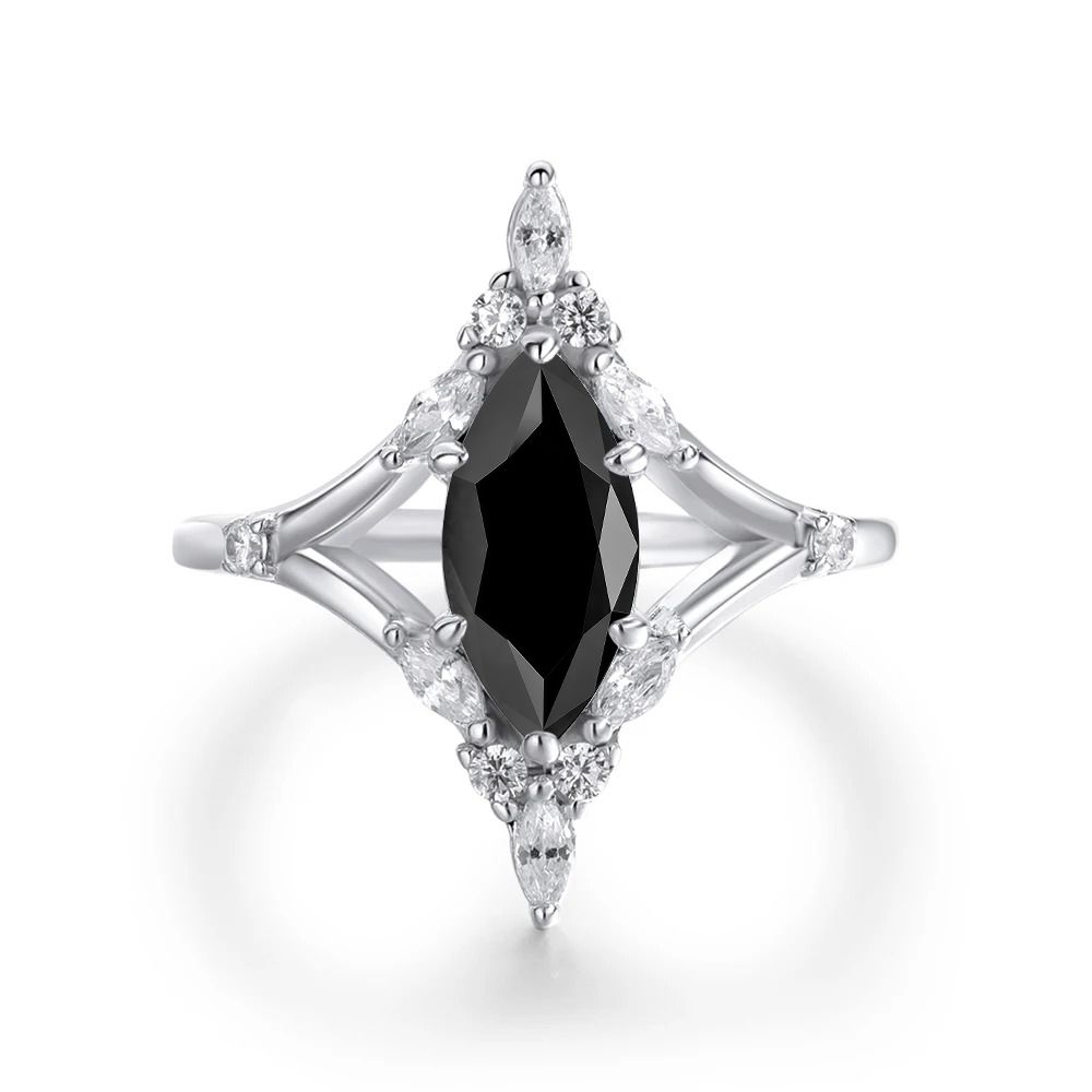 Multi Marquise Moissanite Cluster Ring — view 2, SKU MA156