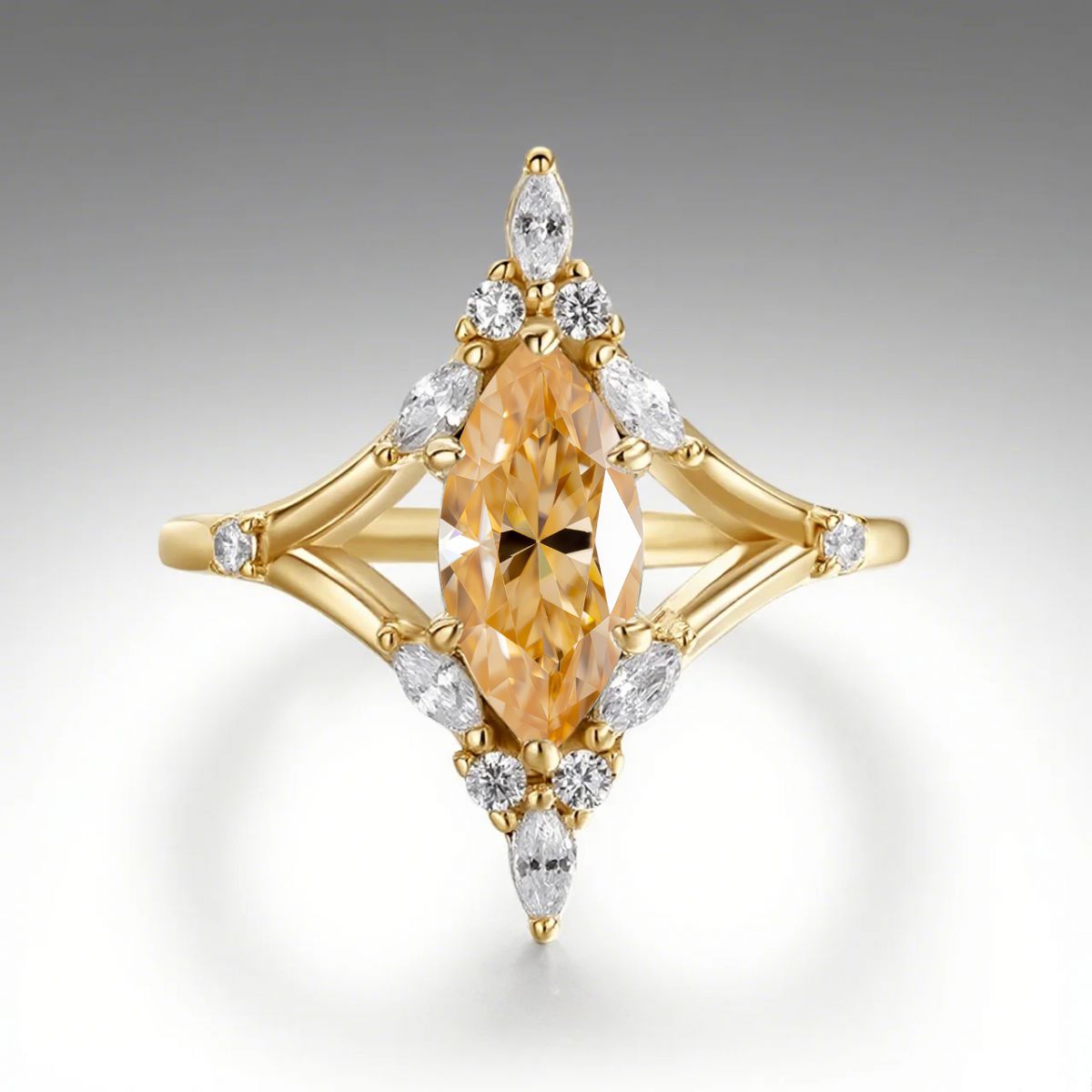 Multi Marquise Moissanite Cluster Ring — view 3, SKU MA156