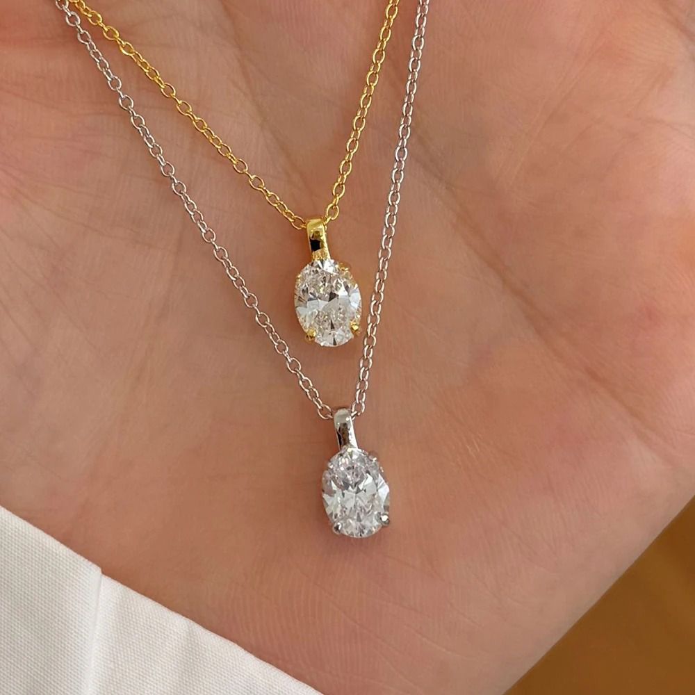 Oval Solitaire Pendant — view 2, SKU MB124