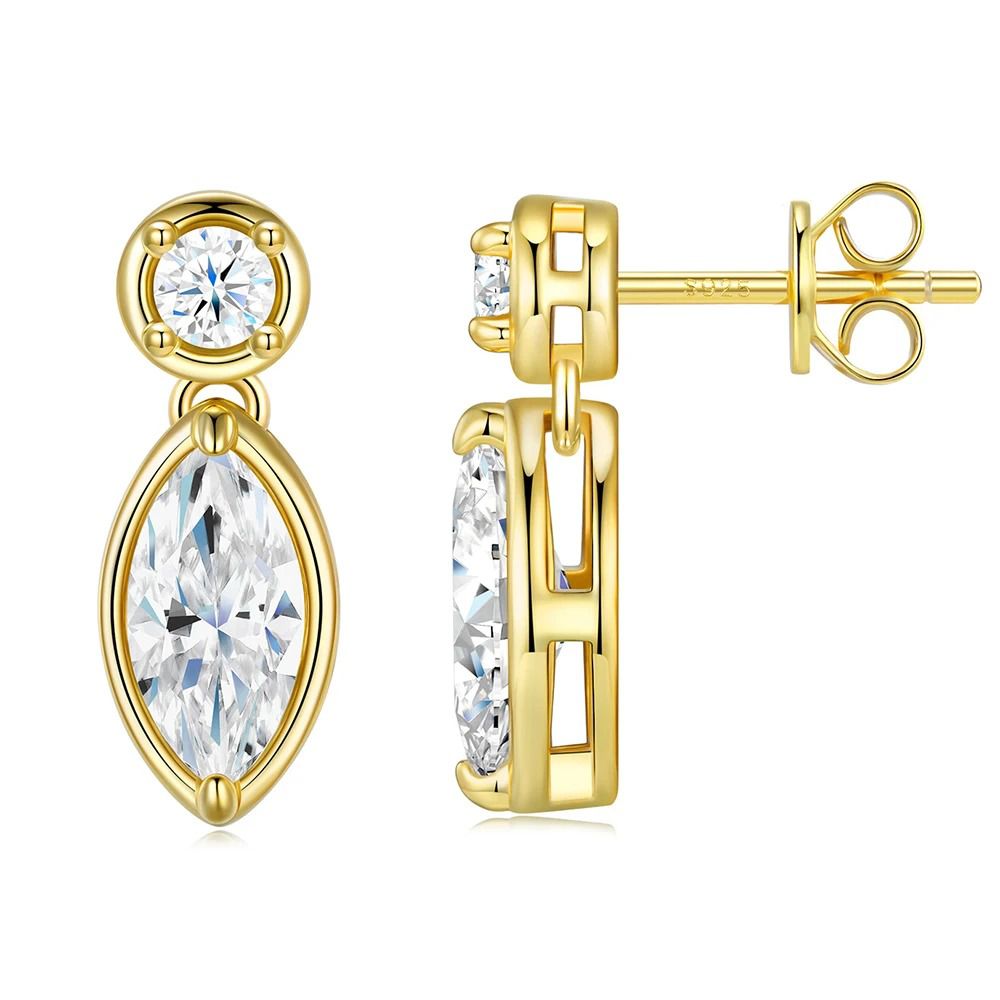 Round Marquise Drop Earrings — view 2, SKU MC115