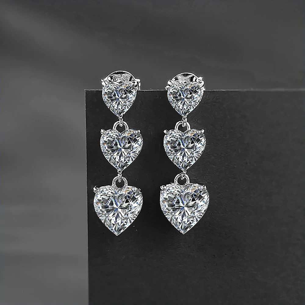 Three Heart Drop Earrings — view 2, SKU MC125