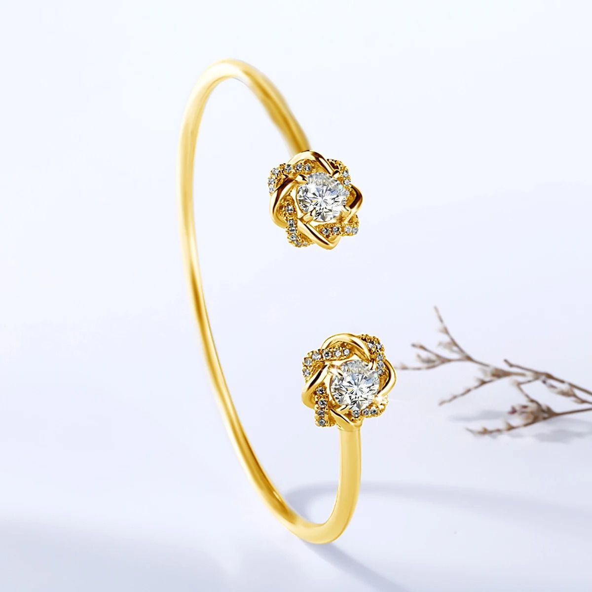 Double Flower Adjustable Bangle — view 2, SKU MD026