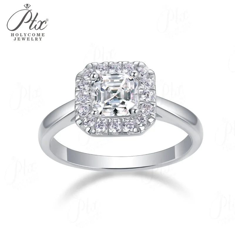 0.9ct Asscher Moissanite Ring — view 2, SKU MOI003