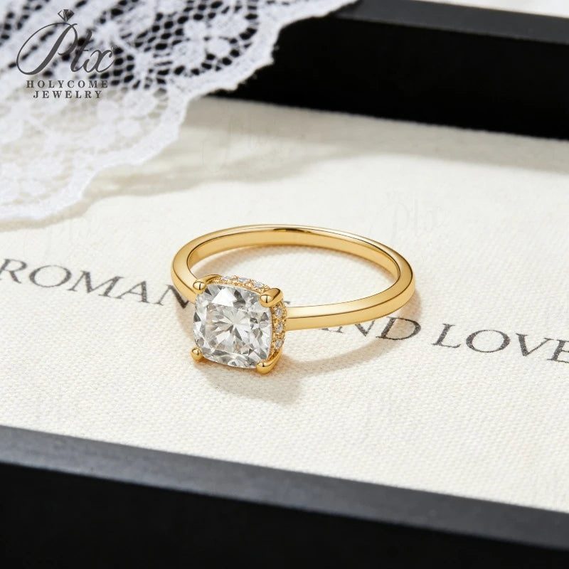 Cushion Moissanite Ring — view 3, SKU MOI004