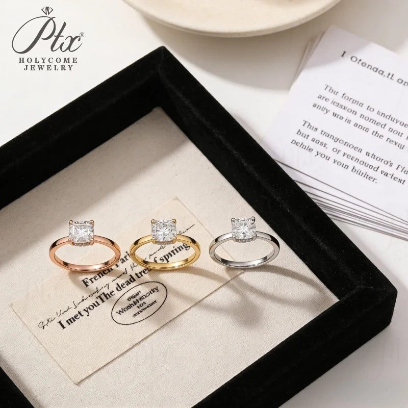 Cushion Moissanite Ring — view 4, SKU MOI004