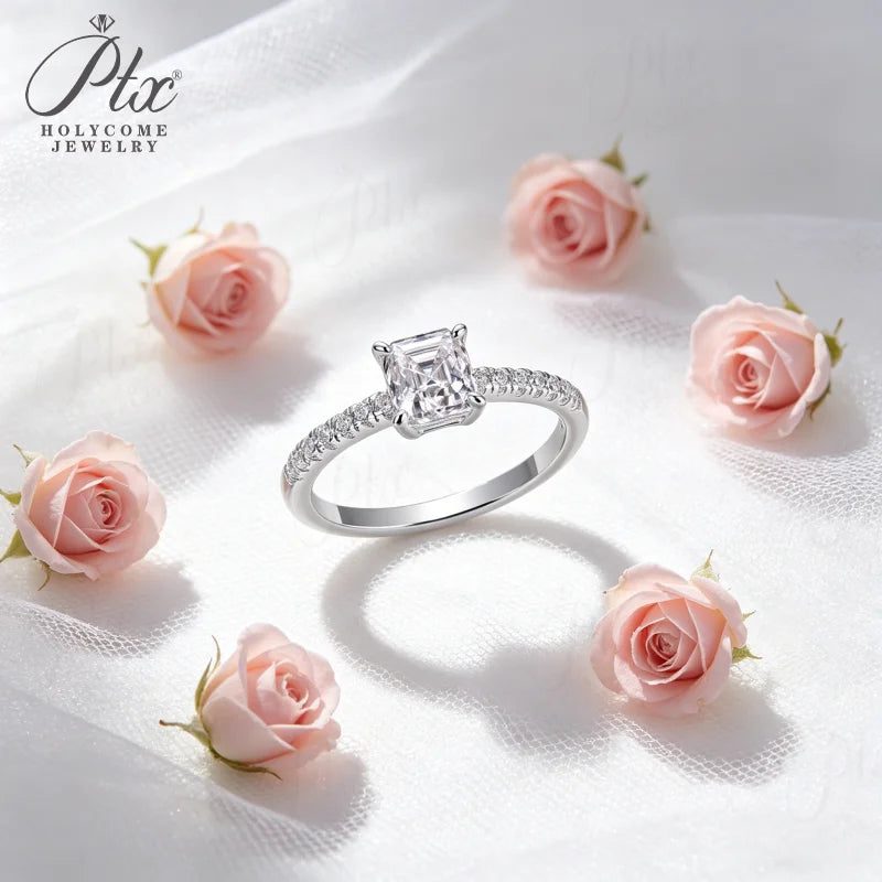 1ct Asscher Moissanite Ring, GRA Certified — view 3, SKU MOI010