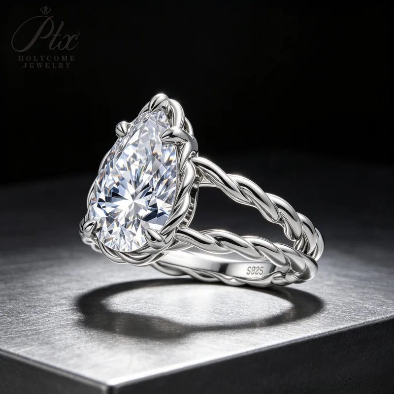 2ct Pear Moissanite Ring, GRA Certified — view 3, SKU MOI014