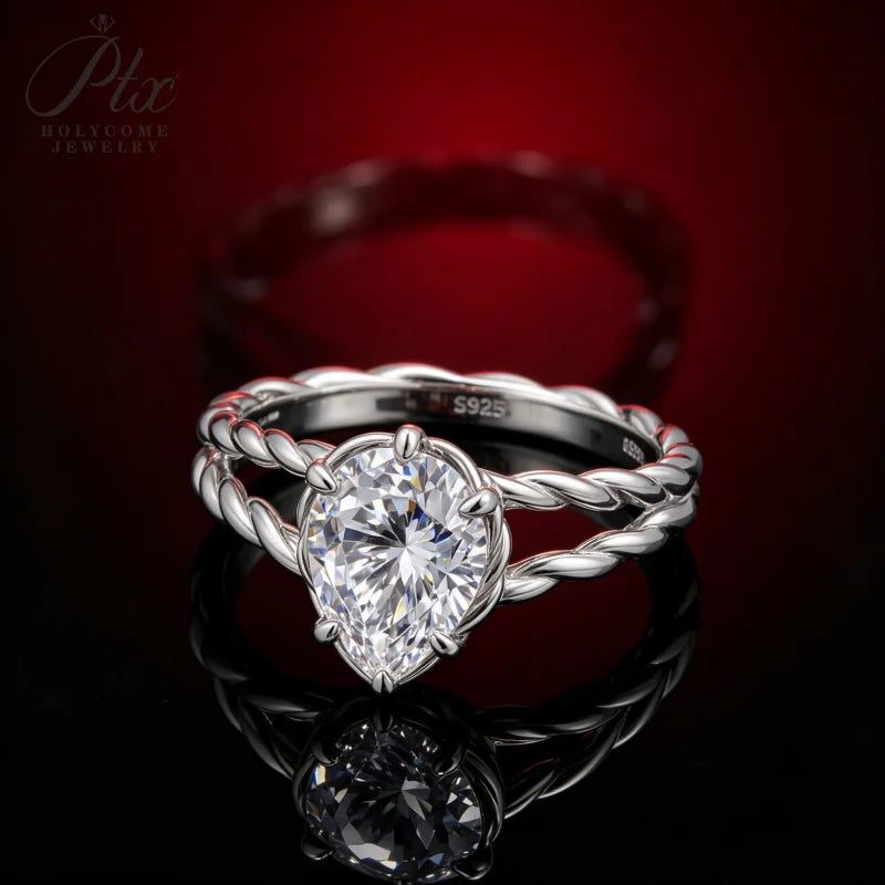 2ct Pear Moissanite Ring, GRA Certified — view 5, SKU MOI014