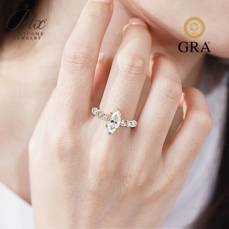 2ct Marquise Moissanite Ring, GRA Certified — view 3, SKU MOI015