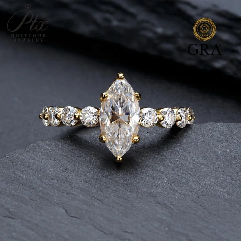 2ct Marquise Moissanite Ring, GRA Certified — view 5, SKU MOI015