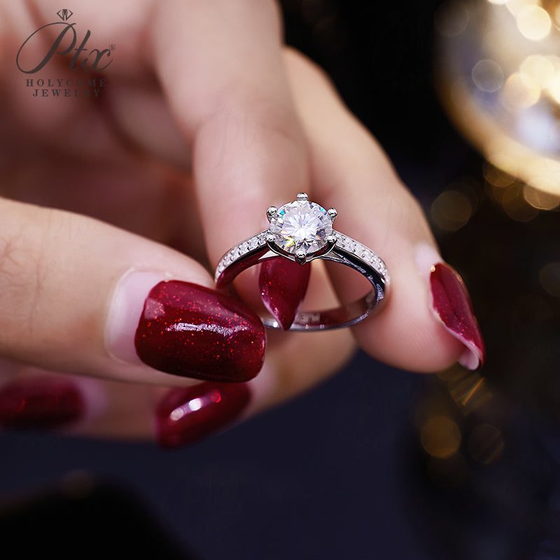 1ct Round Moissanite Ring — Design 54 — view 5, SKU MOI036