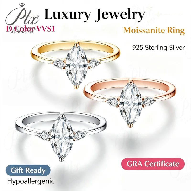 1ct Marquise Moissanite Ring, GRA Certified — view 2, SKU MOI037