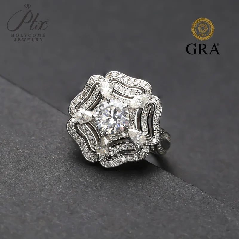 Round Moissanite Ring, GRA Certified — Design 62 — main, SKU MOI044