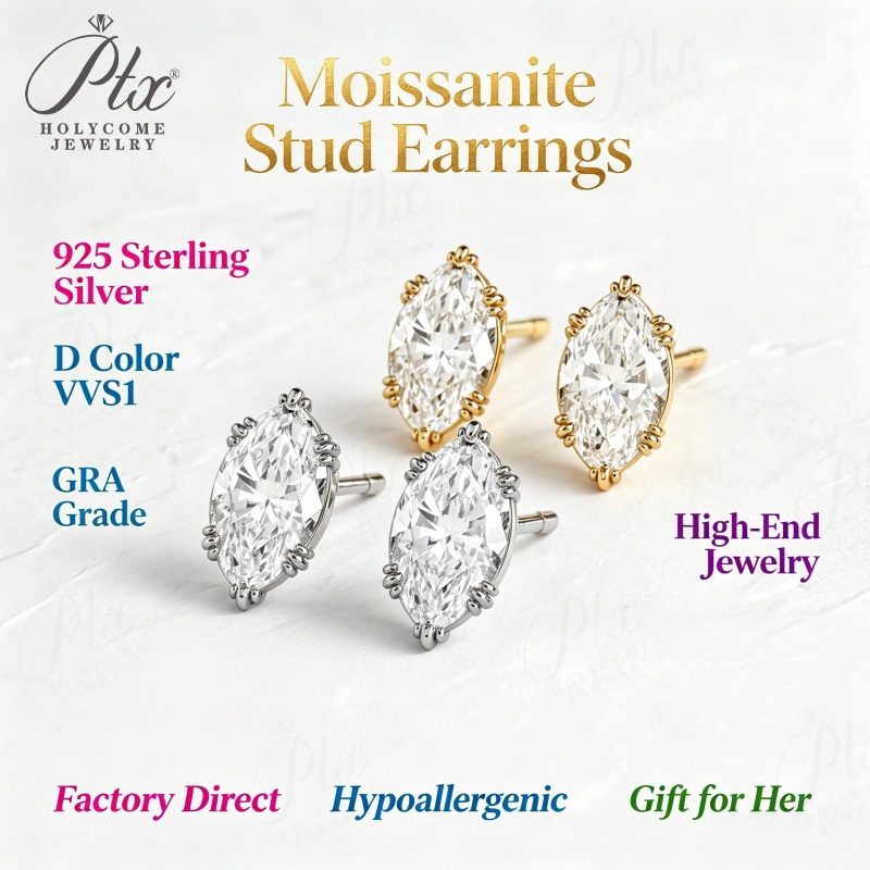 1–2ct Marquise Moissanite Earrings, GRA Certified — main, SKU MOI054