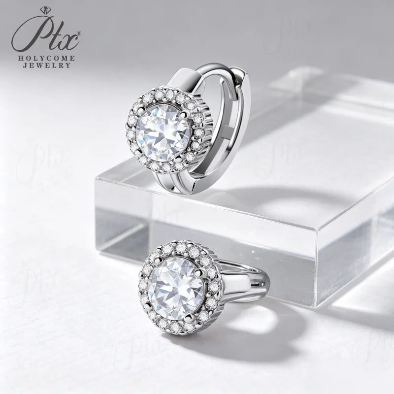 Round Moissanite Earrings, GRA Certified — view 4, SKU MOI056