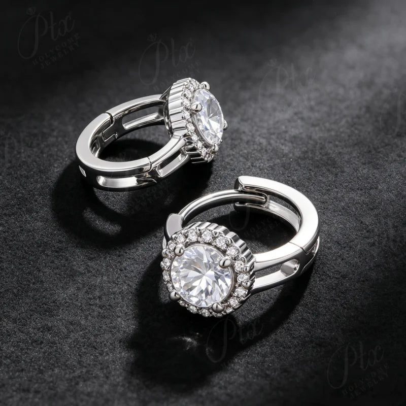 Round Moissanite Earrings, GRA Certified — view 5, SKU MOI056