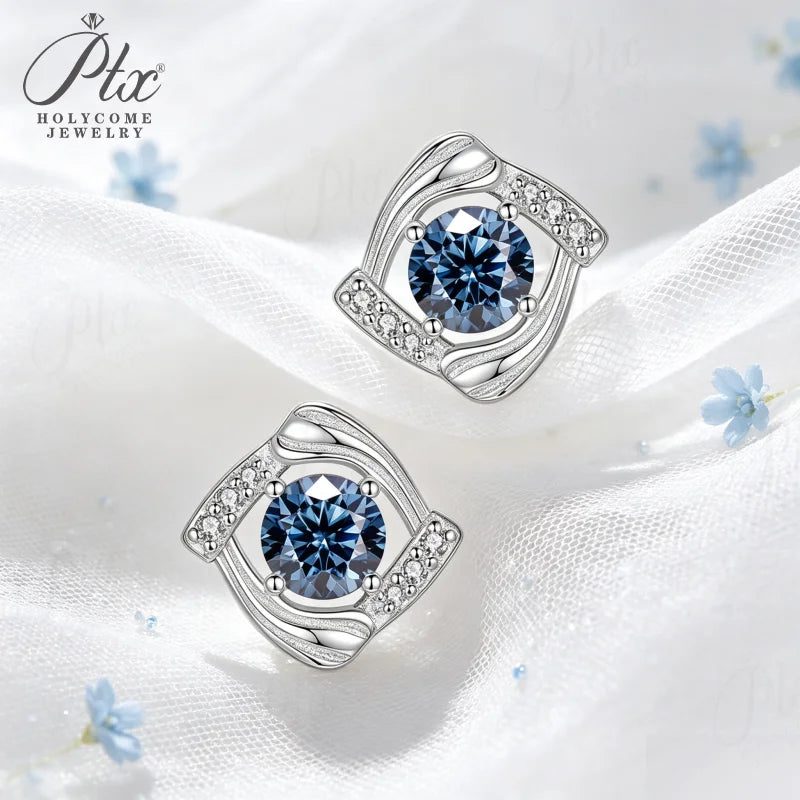 Round Moissanite Earrings — view 3, SKU MOI057