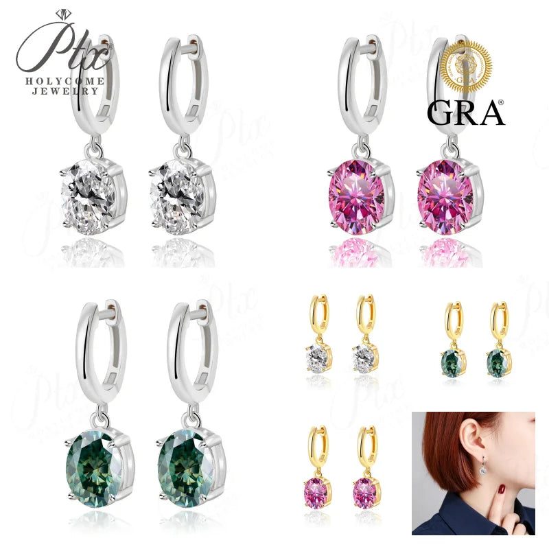 Round Moissanite Earrings, GRA Certified — Design 79 — view 2, SKU MOI061