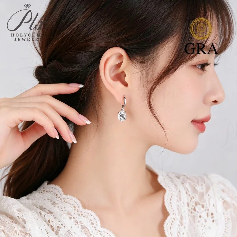 Round Moissanite Earrings, GRA Certified — Design 79 — view 3, SKU MOI061