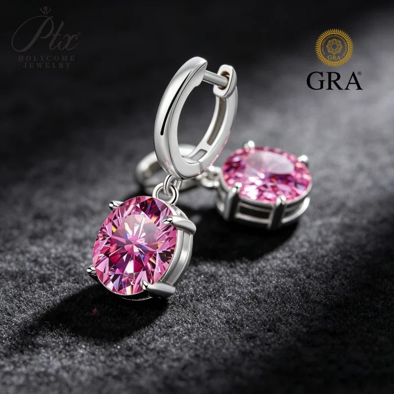 Round Moissanite Earrings, GRA Certified — Design 79 — view 4, SKU MOI061