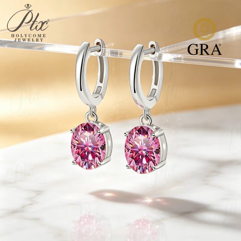 Round Moissanite Earrings, GRA Certified — Design 79 — view 6, SKU MOI061