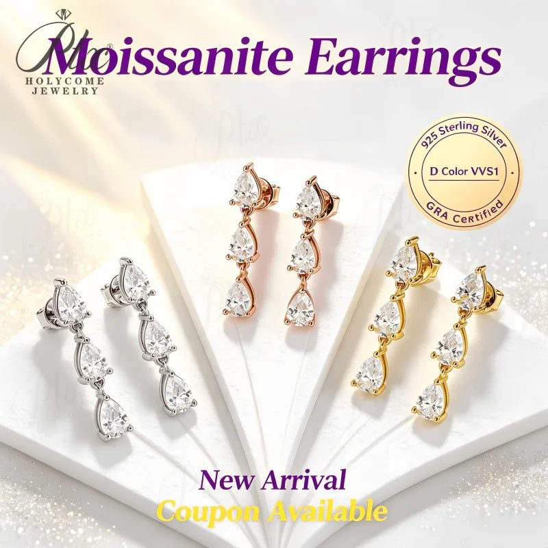 3ct Pear Moissanite Earrings, GRA Certified — main, SKU MOI062