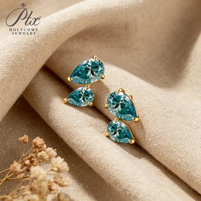3ct Pear Moissanite Earrings, GRA Certified — Design 83 — main, SKU MOI064
