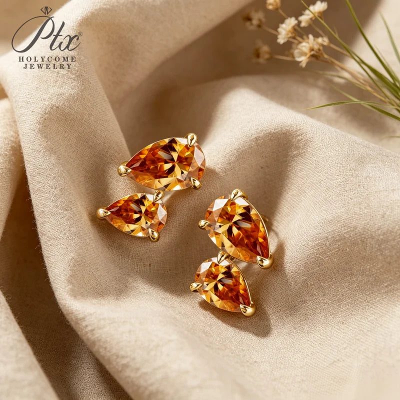 3ct Pear Moissanite Earrings, GRA Certified — Design 83 — view 3, SKU MOI064