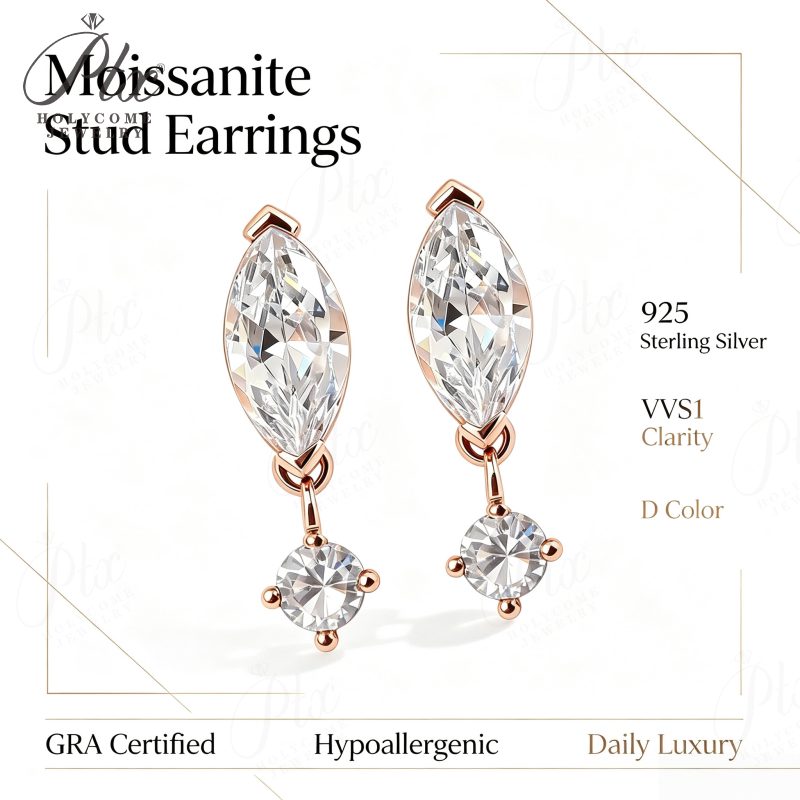 2ct Marquise Moissanite Earrings, GRA Certified — main, SKU MOI070