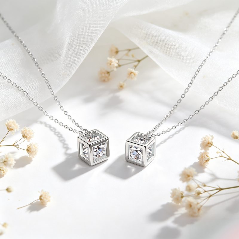 0.5–1ct Round Moissanite Necklace, GRA Certified — view 6, SKU MOI073