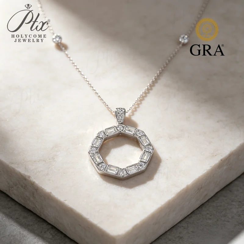 Round Moissanite Necklace, GRA Certified — view 2, SKU MOI081