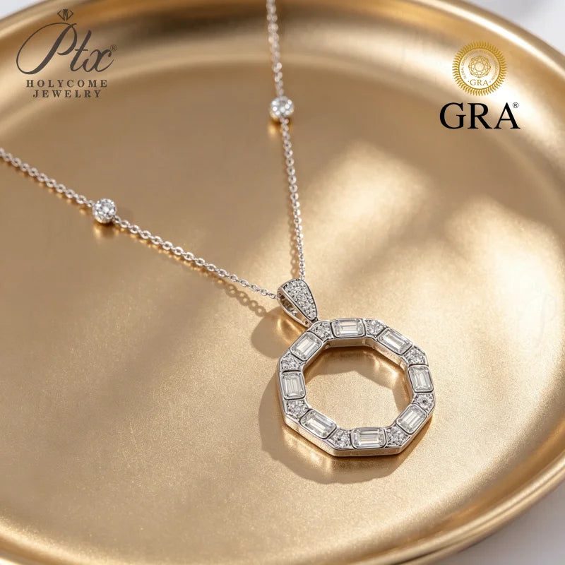 Round Moissanite Necklace, GRA Certified — view 4, SKU MOI081