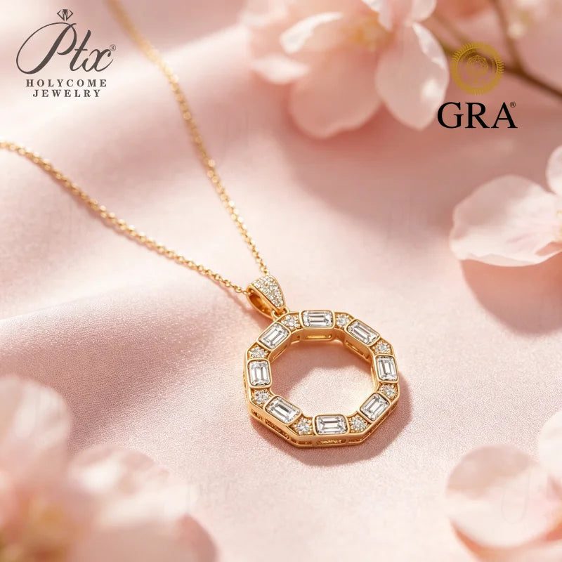 Round Moissanite Necklace, GRA Certified — view 6, SKU MOI081